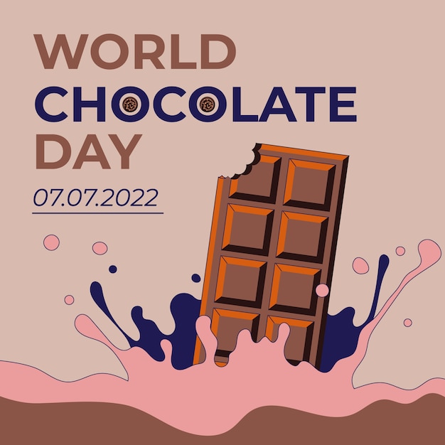 Ilustración plana del día mundial del chocolate con chocolate