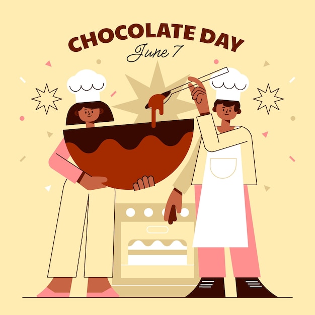 Ilustración plana del día mundial del chocolate con chocolateros