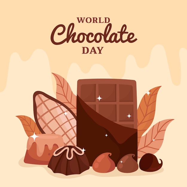 Ilustración plana del día mundial del chocolate