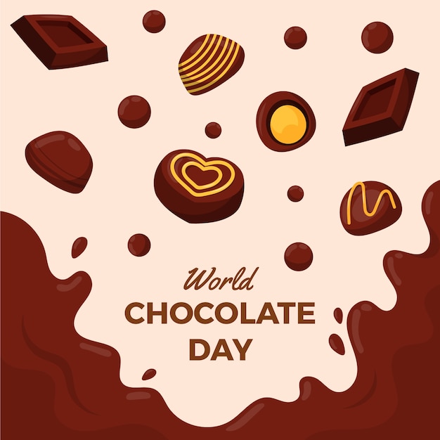 Ilustración plana del día mundial del chocolate