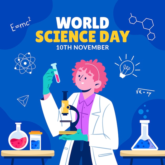 Vector ilustración plana del día mundial de la ciencia