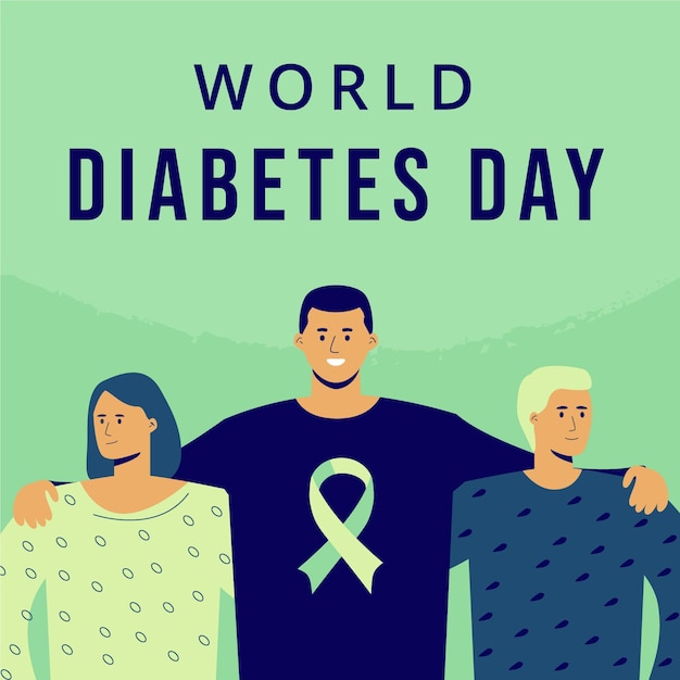 Vector ilustración plana del día mundial de la diabetes