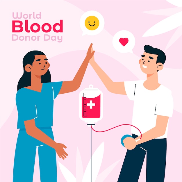 Ilustración plana para el día mundial del donante de sangre