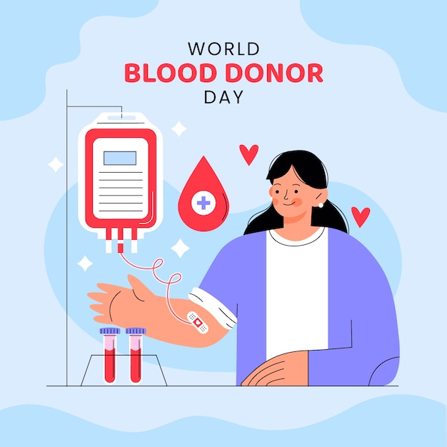 Vector ilustración plana para el día mundial del donante de sangre