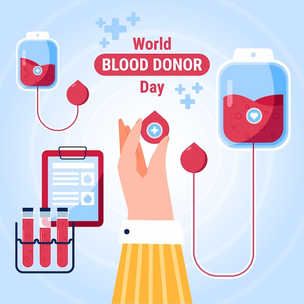 Ilustración plana del día mundial de los donantes de sangre