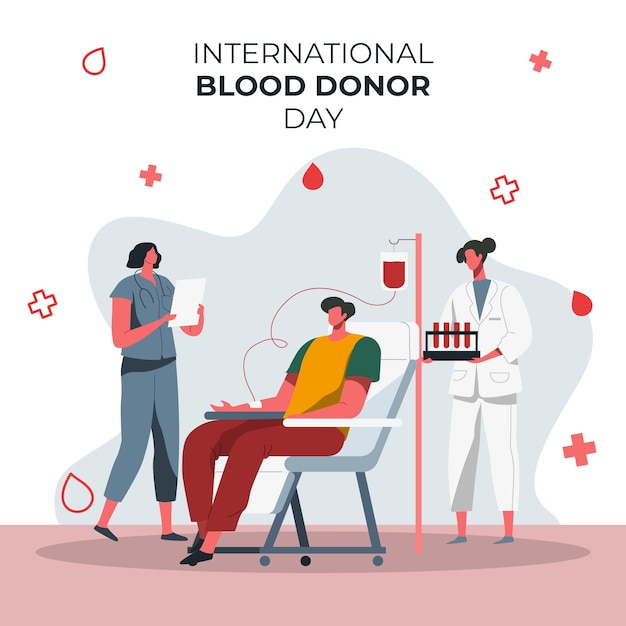 Ilustración plana del día mundial de los donantes de sangre