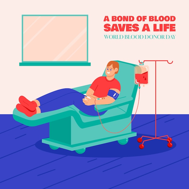 Ilustración plana del día mundial de los donantes de sangre