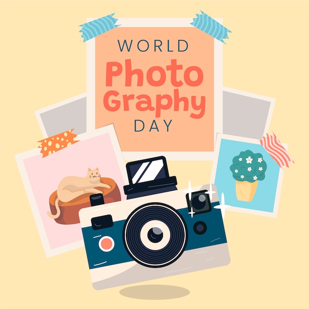 Vector ilustración plana del día mundial de la fotografía