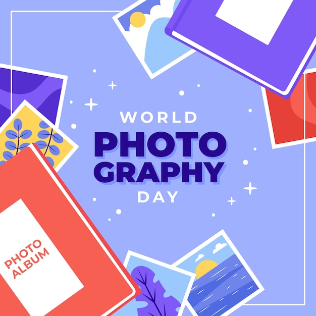 Vector ilustración plana para el día mundial de la fotografía.