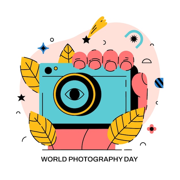 Vector ilustración plana del día mundial de la fotografía