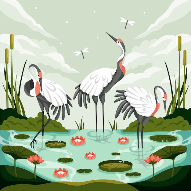Ilustración plana del día mundial de los humedales