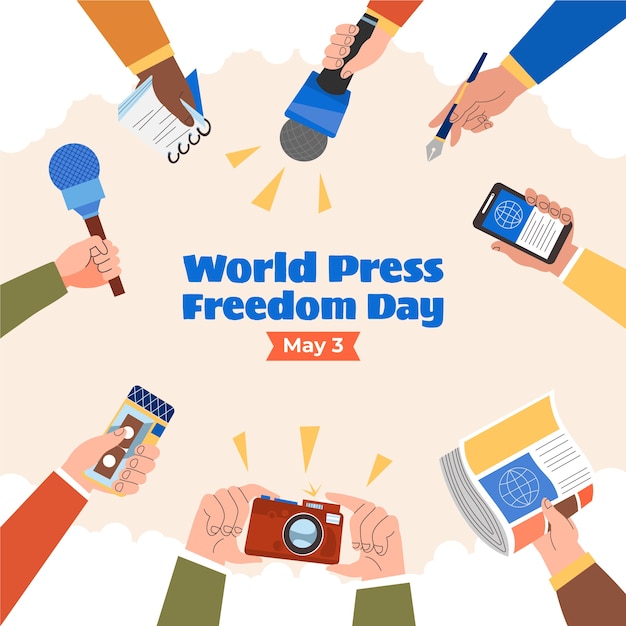 Ilustración plana del día mundial de la libertad de prensa
