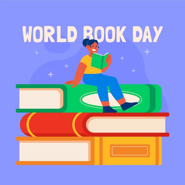 Ilustración plana del día mundial del libro