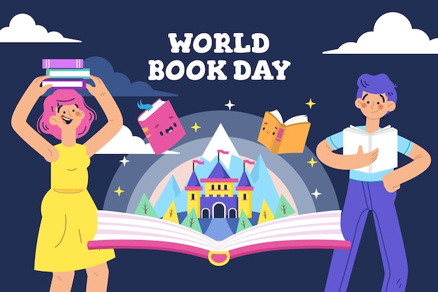 Vector ilustración plana del día mundial del libro