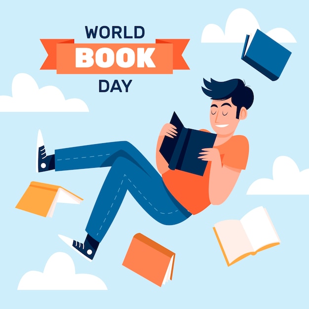 Ilustración plana del día mundial del libro