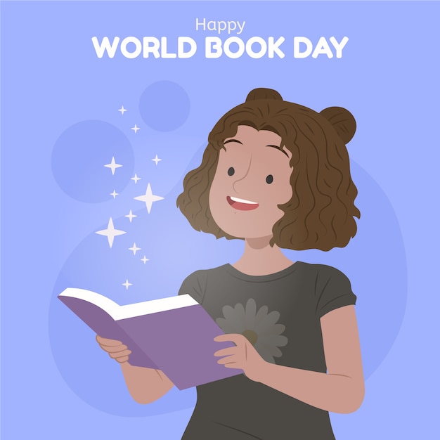 Vector ilustración plana del día mundial del libro