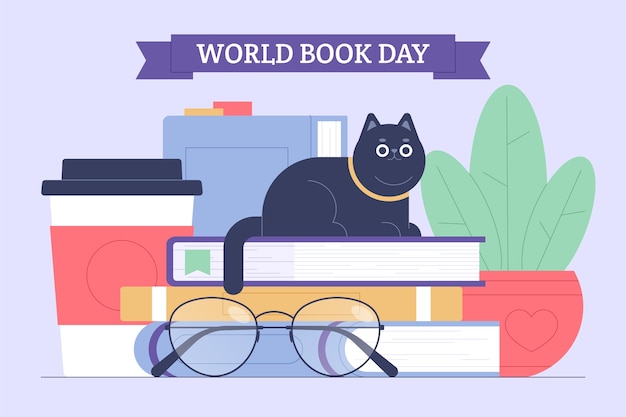 Ilustración plana del día mundial del libro