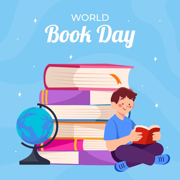 Vector ilustración plana del día mundial del libro