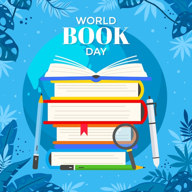 Vector ilustración plana del día mundial del libro