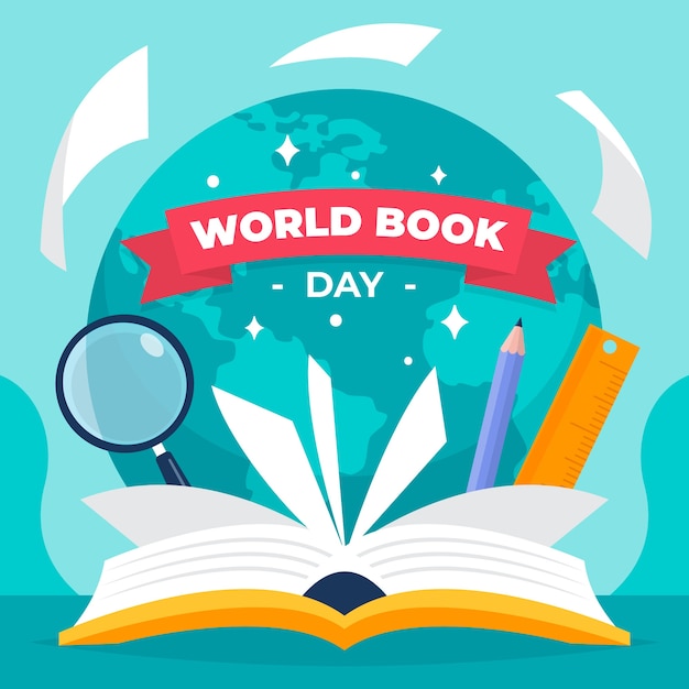 Vector ilustración plana del día mundial del libro