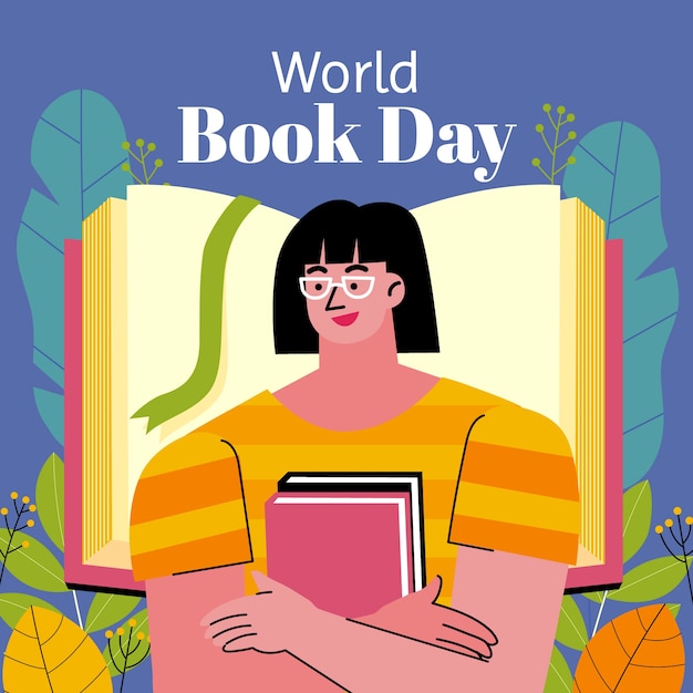 Ilustración plana del día mundial del libro