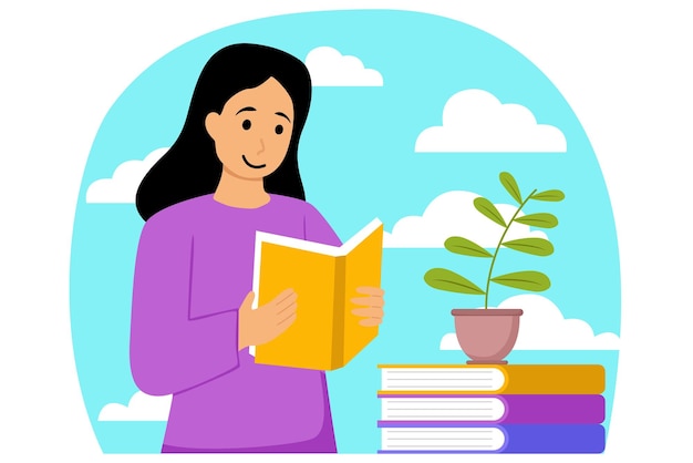 ilustración plana del día mundial del libro