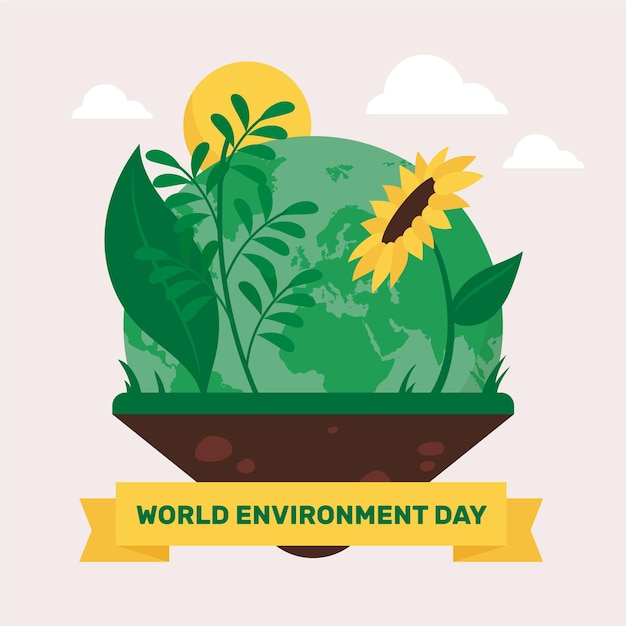 Vector ilustración plana del día mundial del medio ambiente