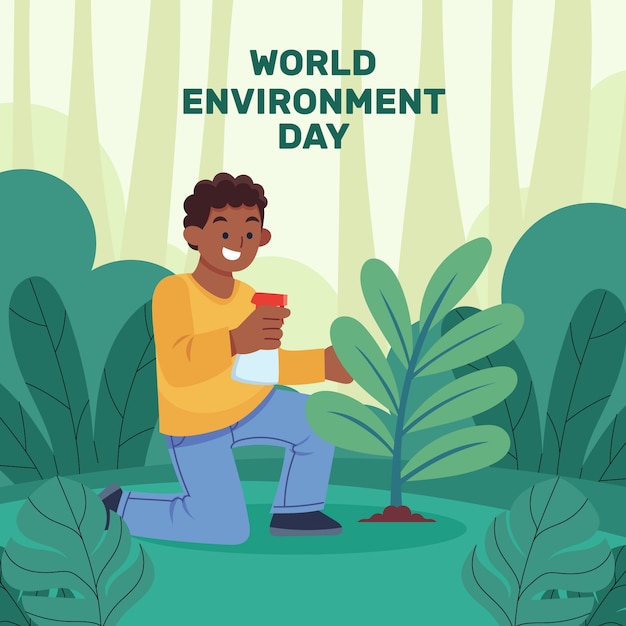 Vector ilustración plana del día mundial del medio ambiente