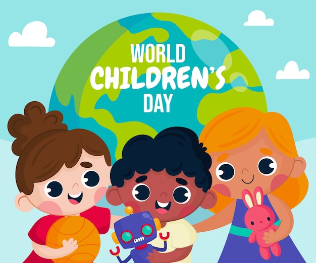 Vector ilustración plana del día mundial del niño