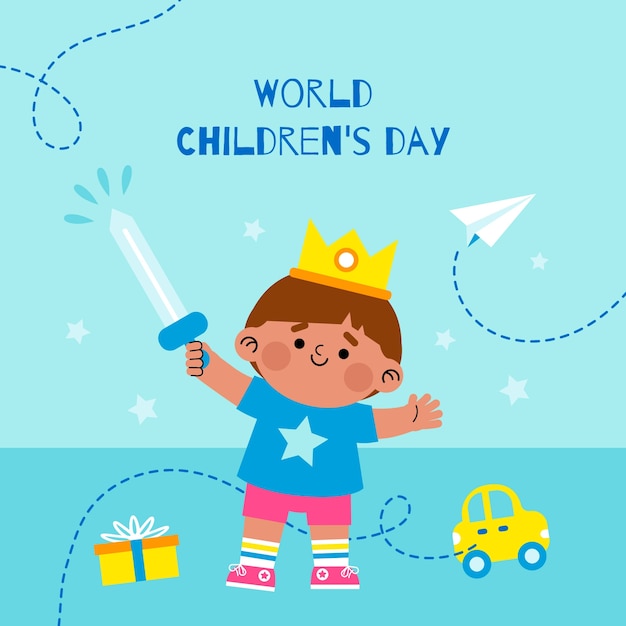 Ilustración plana del día mundial del niño