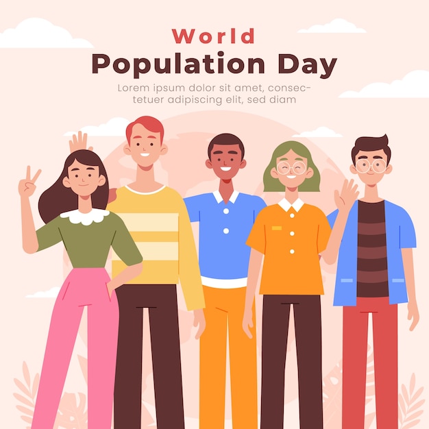 Vector ilustración plana del día mundial de la población