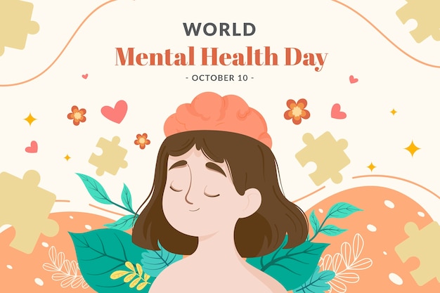 Vector ilustración plana para el día mundial de la salud mental