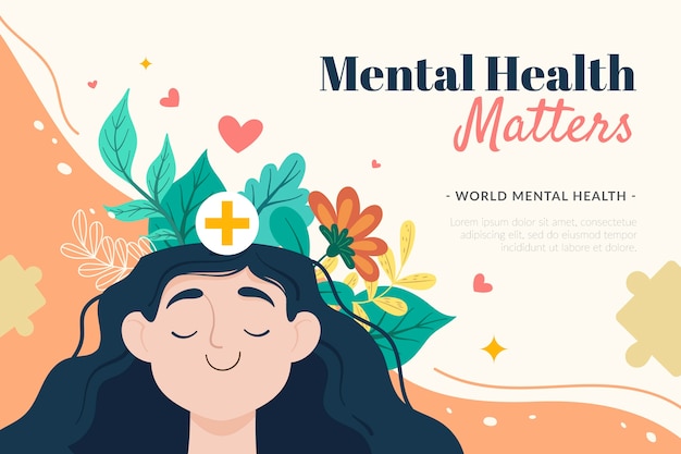 Vector ilustración plana para el día mundial de la salud mental