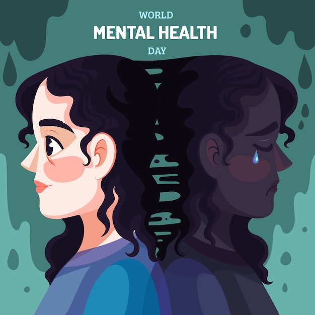 Vector ilustración plana del día mundial de la salud mental