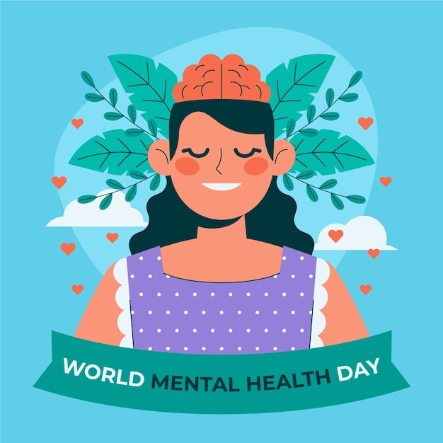 Ilustración plana del día mundial de la salud mental