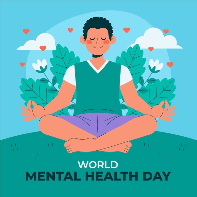 Vector ilustración plana del día mundial de la salud mental