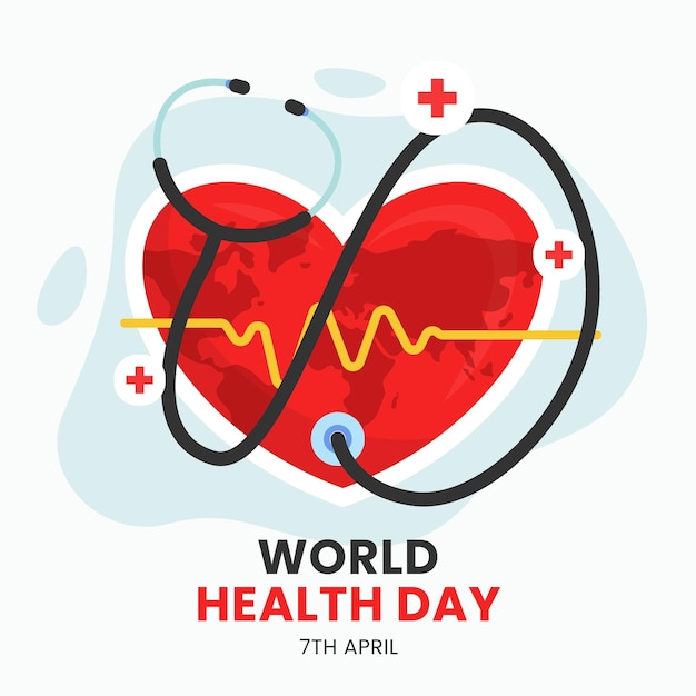 Ilustración plana del día mundial de la salud