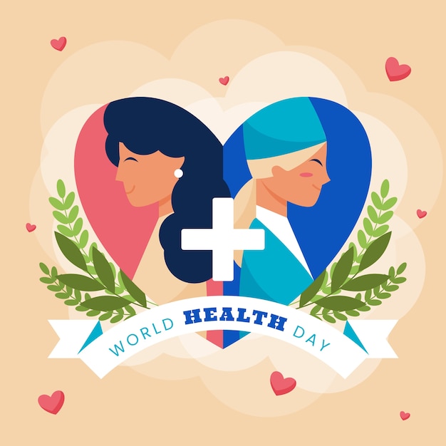 Vector ilustración plana del día mundial de la salud