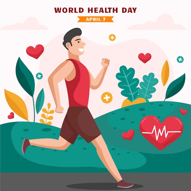 Vector ilustración plana del día mundial de la salud