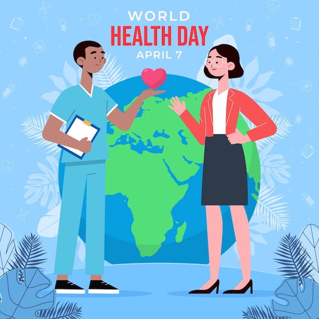 Vector ilustración plana del día mundial de la salud