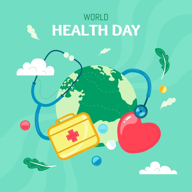 Vector ilustración plana del día mundial de la salud