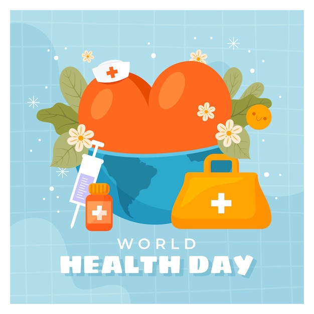 Ilustración plana del día mundial de la salud