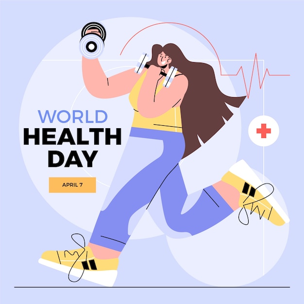 Ilustración plana del día mundial de la salud