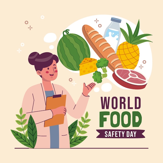 Ilustración plana del día mundial de la seguridad alimentaria