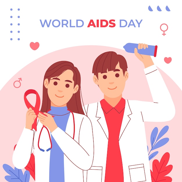 Ilustración plana del día mundial del sida