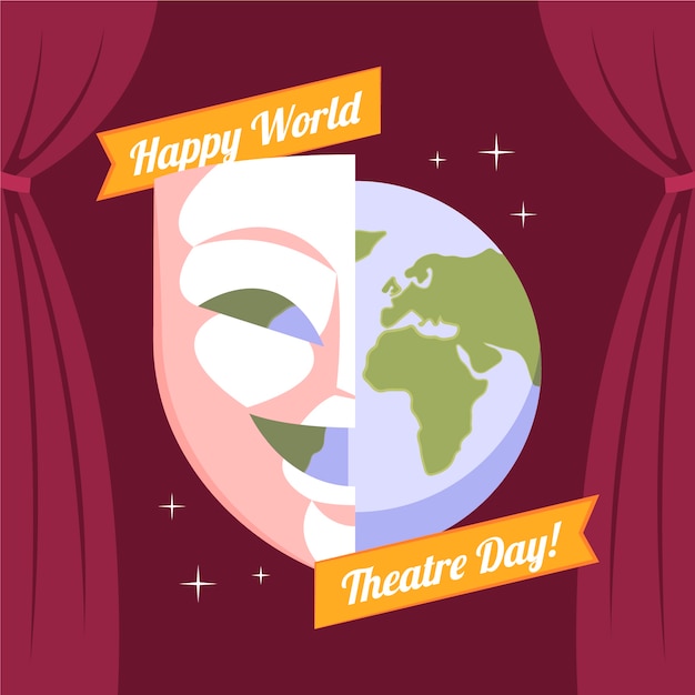 Vector ilustración plana del día mundial del teatro