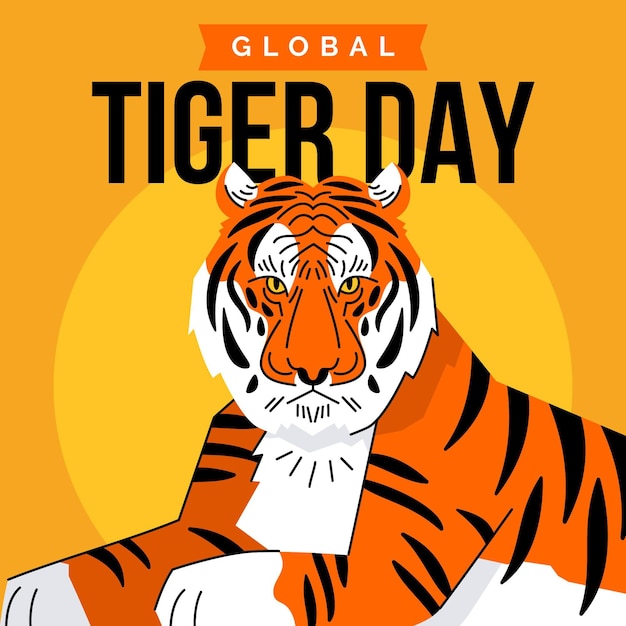 Ilustración plana del día mundial del tigre