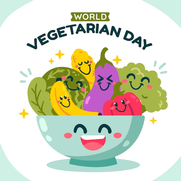 Ilustración plana para el día mundial del vegetarianismo