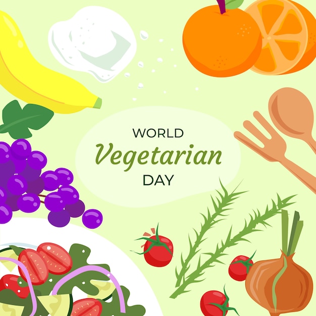 Vector ilustración plana para el día mundial del vegetarianismo