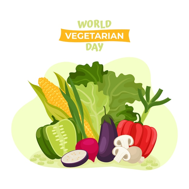 Ilustración plana para el día mundial del vegetarianismo